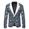 Suisses masculines Hoo 2024 3D Digital Printing Blazer Stage Performance PO Studio Pographie Shiny Cool