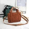 Duffel Bags 2023 Mulher Corduroy Bolsa De Ombro Moda Único Crossbody Art Pequeno Quadrado Tote Boston Travesseiro Tipo Bolsa