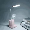 Tafellampen Creatieve 3-in-1-pennenhouder Led-oogbescherming Lezen Bureaulamp Draagbaar USB-opladen Aanraakdimmen Slaapkamer Nachtkastje Nachtverlichting