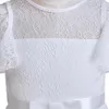 Girl Dresses MODX Princess Vintage Lace Dress Long Child Gauze Floral Vestido Bow White Ivory Birthday Party Wedding Baby Clothes 4-13Y