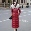 Women's Leather M-7XL Women Down Coat Winter 2024 Fashion Hooded Real Fur Collar Slim Sheepskin White Duck Overcoat