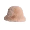 Basker fluffy faux päl hatt höst vinter hink hattar för flickor bombplan varma vindtäta kvinnor