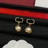 Mental 18K Gold Earrings Studs Jewelry Designer Pearl Chic Earrings for Women Valentines Day Christmas Gift