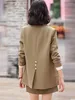 Women's Suits Beige Blazers Women Jacket Brown Business Work Office Temperament Elegant All Match Chic Casual Fashion Professional Tops