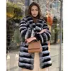 Women's Fur Faux Chinchilla Coats Real Rex Rabbit Jacket Midlength 2023 Natural 231211