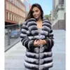 Women's Fur Faux Chinchilla Coats Real Rex Rabbit Jacket Midlength 2023 Natural 231211