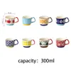 Mokken Japanse Bloem Koffiemok Set Retro Keramische Melk Haver Kantoor Water Handgreep Cup Keuken Party Drinkware 300 ml 231211