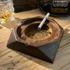 1pc Wooden Cigar Ashtray, Vintage Square Ashtray, Room Decor, Home Decor