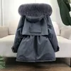 Women's Trench Coats NICE Large Natural Fur Hooded Winter Down Coat Women 90% White Duck Jacket Thick Warm Parkas Female Outerwear