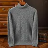 Erkek kazakları kış kalınlaşmış balıkçı yaka jacquard sweater saf yün örgü kazak iş gündelik all-maç üst yün