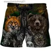 Herr shorts sommar hård lejon korta byxor män kvinnor 3d tryckt modesimt stammar strand shorts skateboard sport avslappnad lös shorts l231212