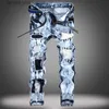 Herren Jeans Denim Designer Loch MOTO BIKE Jeans Hohe Qualität Zerrissene für Männer Größe 28-38 40 42 2023 Herbst Frühling HIP HOP Punk Streetwear Q231213