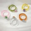 Cluster Rings Vintage Geometric Colorful Acrylic Transparent Resin Candy Color Stone For Women Girl Y2K Style Jewelry Gifts