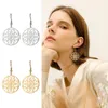 Lámpara colgante Lucktune, pendientes colgantes de Flor Retro, aro redondo de acero inoxidable de filigrana para mujer, regalo, joyería de moda Accesso290i