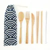 Creative Travel Cotestar Flatware Bamboo -redskap Set Återanvändbart Eco Friendly Portable Fork Spoon Set Tableware Accessories2244