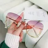 Lunettes de soleil 2023 sans bordure pour femmes, marque de luxe sexy, design, dégradé de zircon, ombre, sport pour filles, 231212