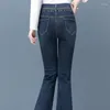 Jeans da donna Pantaloni in denim femminile con pantaloni con strass Pantaloni con controllo della pancia Flare Nero Stretch Campana Fondo svasato Trend 2023 Xxl A