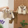 Kledingsets Herfst Winter Babyjongenskleding 1 tot 5 jaar V-hals Mouwloze trui Vest Shirts Broeken Outfits Kinderset 231211
