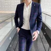 Trajes para hombres Conjuntos de trajes de 3 piezas Chaqueta Pantalones Chaleco / 2023 Moda Hombres Casual Boutique Negocios Slim Plaid Vestido formal Blazers Pantalones Chaleco