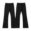 Women's Jeans Ripped Hole Black With Flare Pant Slight Bootcut Bell Bottom Denim Pants Y2k Low Waist 2023 Women Man Hip Hop Plus Size