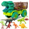 Diecast Model Dinosaurs Transport Truck Car Toy Indominus Rex Jurassic Park Educational Dinosaur Toys for Children Boys Gifts 231211