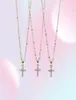 328 cm Cross Pendant Choker Halsband Söt CZ Cross Charm Women Classic Simple Jewelry Cute Adorable 925 Sterling Silver Cross9312669