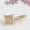 Hip Hop Full Diamonds Studs dla mężczyzn Geometria Rhineston Gold Studs Kolczyki PRAWDZIWE ZŁOTA GODOWE DILOND BIDOMBLICE 270X