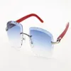 Factory Whole Selling Rimless glasses lenses Shield Red Plank Sunglasses 3524012-B Metal Glasses Male and Female 220e