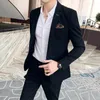 Men's Suits Blazers JacketPants Fashion Pure Color Leisure Gray Blue Black Slim Fit Men Business Banquet Suit Set Plus Size 6XL 7XL 231211