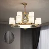 Chandeliers Chinese Living Room Chandelier Style Shell Enamel Color Restaurant LED Lamp Creative Personality All Copper Bedroom