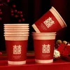 Vinglas 50pCSPACK Wedding Party Kraft Paper Cup Chinese Thicked Disposable Bankett Dricksvatten TEA CUPS Kök Barredskap 231211