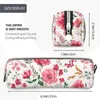 Cosmetic Bags Fun Trendy Seamless Floral Pencil Cases Pink Flowers Pencilcases Pen Holder Student School Supplies Gift Stationery