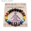 Bracelets de charme Bracelet 7 chakras avec carte de signification pour hommes femmes cristal naturel guérison anxiété bijoux Mandala Yoga méditation Bracelet cadeau L231214