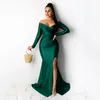 Casual Dresses Sexig Satin Party Long Dress for Women 2024 Fashion Elegant Sleeved V Neck Office Lady Maxi Drop Wholesale 765