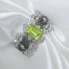 Anillos de racimo ZOCA Vintage Natural Peridot Lace Open 925 Sterling Silver Chapado en oro Anillo multicolor Joyería Boutique de mujer Fiesta de regalo