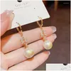 Hoop Huggie Earrings Autumn And Winter Fashion Super Flash Rhinestone Leaf Mabei Pearl Tassel Personalized Long Ear Button. Drop Deliv Dhven