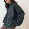 Kadın Sweaters Fashion Retro Yarım Kaplumbağa Boyun Sıcak Örgü Üstleri Kadın Kore tarzı Örme Külot rahat gevşek fener kollu kazak