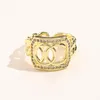 Anéis de marca de designer de casamento feminino amor encantos jóias suprimentos 8k gol1d anel de cobre banhado a dedo fino novo padrão ajustável r294b