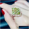 Cluster Rings Cluster Rings Per Jewelry Rhombus Style Ring Natural Real Peridot 0.3Ctx9Pcs Gemstone 925 Sterling Sier T205271 Drop Del Dhxrd
