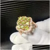 Cluster ringen cluster ringen per sieraden Rhombus stijl ring natuurlijke echte Peridot 0.3Ctx9pcs edelsteen 925 Sterling Sier T205271 Drop Del Dhxrd