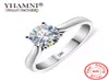 Com certificado anel de luxo 18k ouro branco solitário 8mm 20ct zircônia diamante anéis de casamento para mulheres prata esterlina 925 joia8086824
