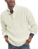 Bbalizko Maglione pullover da uomo con colletto alla coreana lavorato a maglia grosso con bottoni alla moda invernale maglioni termici intrecciati