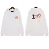 Mens grafiska hoodie designer hoodies hoody hooded pullover bomullsbjörn tryck två främre påse fickor dragkammare frigöring axlar långa