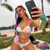 Women Rainbow Fishnet Sexy Mesh Hollow Out See Through Bodysuit Ladies Erotic Transparent Seductive Bodycon Underwear sexy