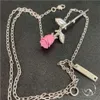 Collana agguato gioiello gioiello agguato collana rosa collana rosa cimentazione a ciondolo catena di maglioni femminili