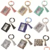 Portachiavi Cordini Bracciale in pelle Pu Portafoglio Portachiavi Bomboniere Nappe Bracciale Portachiavi Porta carte Borsa Sile Bracciale con perline Keyc Dhdkj