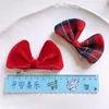 Hårtillbehör 2023 År Sweet Girl Ball Cherry Hairpins Celebration Red Velvet Fabric Bow Clip for Children's