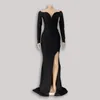 Casual Kleider Sexy Satin Party Langes Kleid Für Frauen 2024 Mode Elegante Ärmeln V-ausschnitt Büro Dame Maxi Drop Großhandel 765