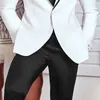 Abiti da uomo Sposo Gilet bianco e nero Smoking da sposa Abito slim Cappotto di moda Pantaloni Banchetto di compleanno Ricevimento aziendale Riunione annuale