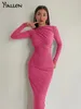 Casual Dresses Yiallen Autumn Winter Women Sexig O-krage Solid Longeple Fashion Retro Elegant Beach Party Club Clothing